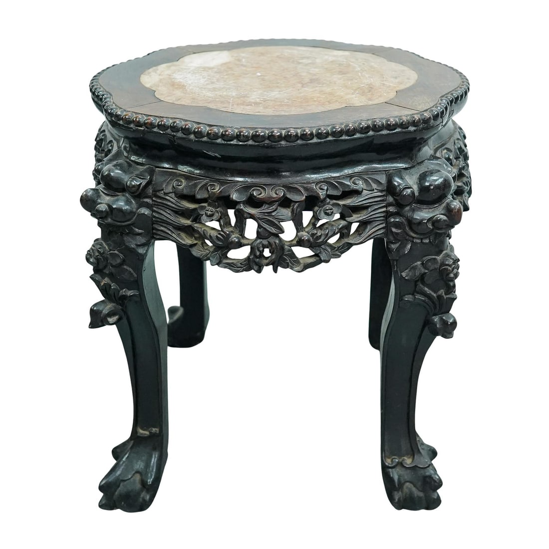 Chinese Marble & Wood Stand (1 of 5)