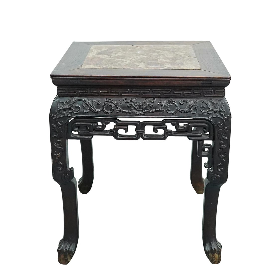 Chinese Marble & Wood Stand (1 of 6)