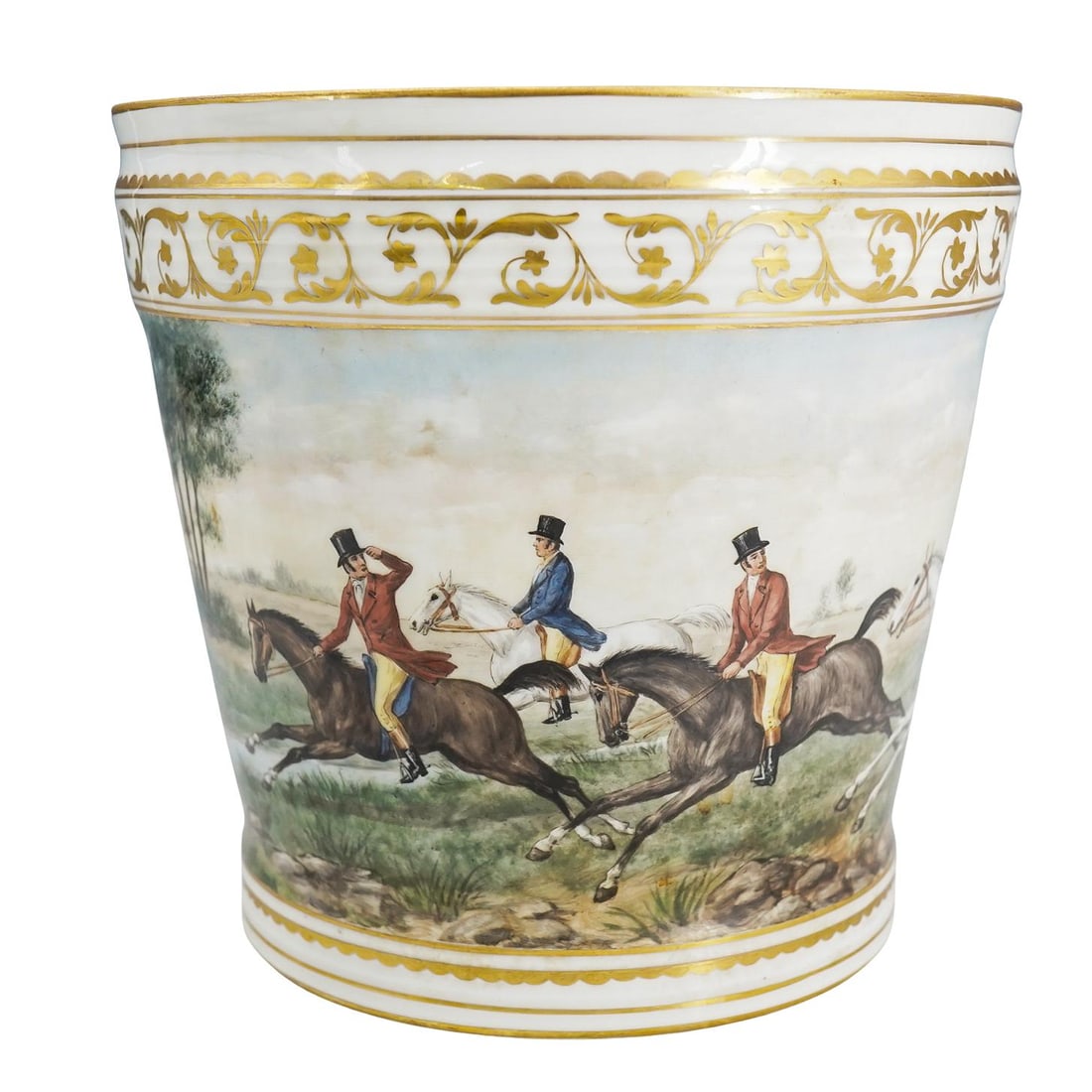 French Ceramic 'Fox Hunting' Cachepot Planter (1 of 4)