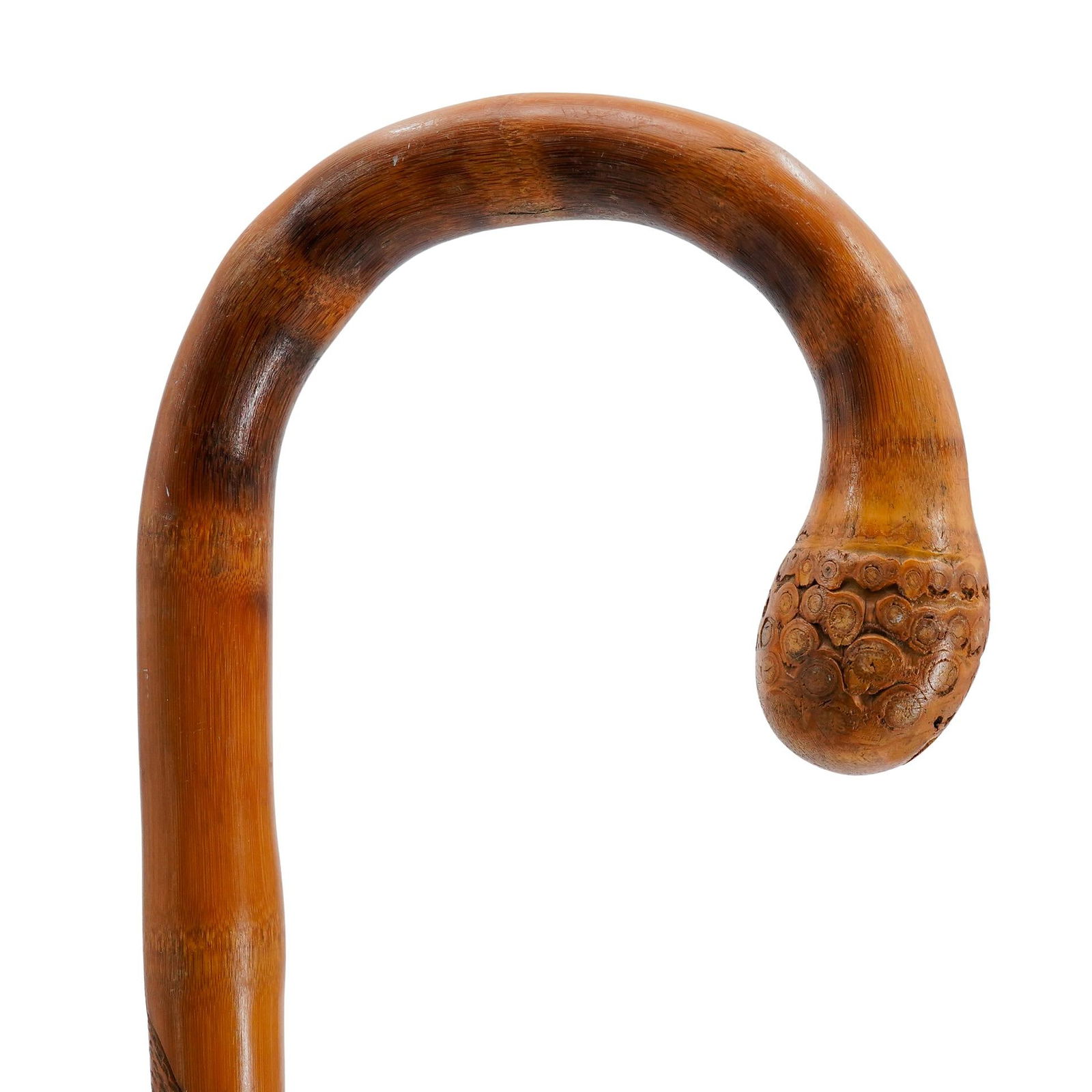 Japanese Meiji Period Carved Bamboo Cane Walking Stick (1 of 5)