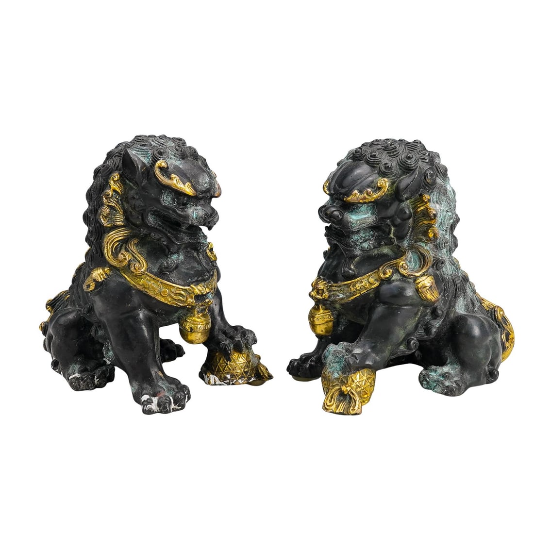Pair Metal Foo Dog Sculptures (1 of 6)
