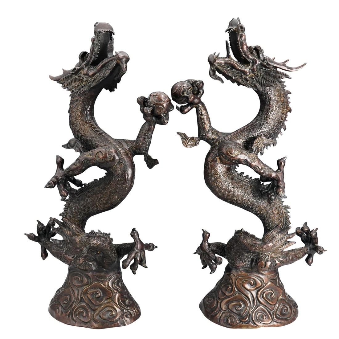 Pair Large Metal Dragon Sculptures (1 of 8)