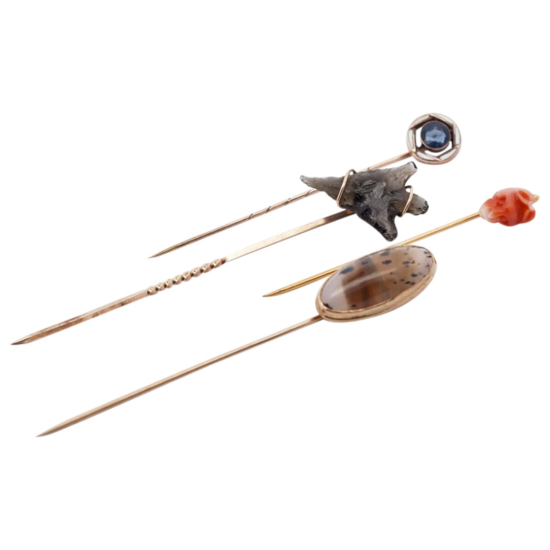 (4 Pc) Vintage 10k Gold Stick Pins (1 of 11)