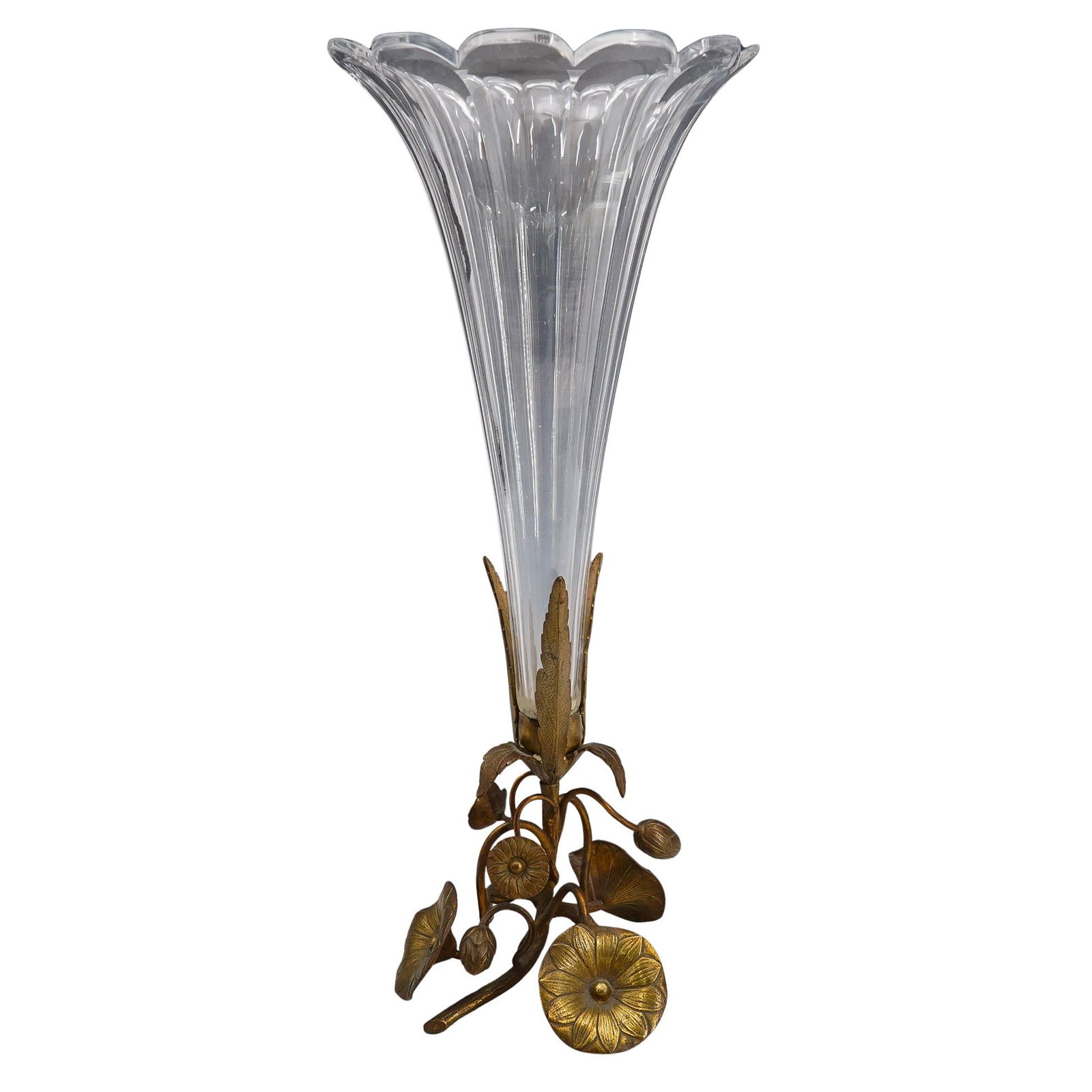 Vintage Crystal And Bronze Cornet Tulip Vase (1 of 4)