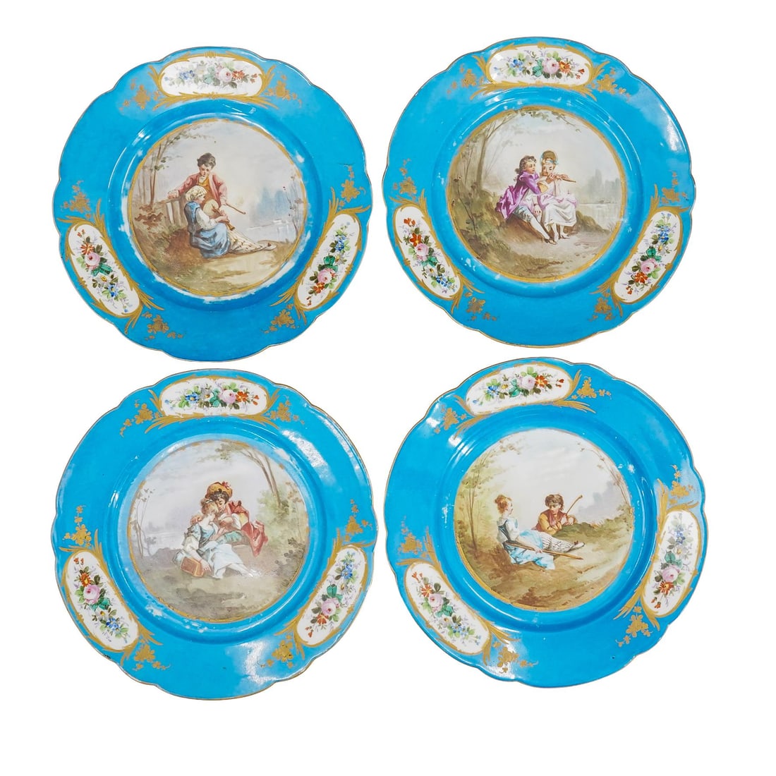 (4 Pc) Antique Sevres Porcelain Cabinet Plates (1 of 8)