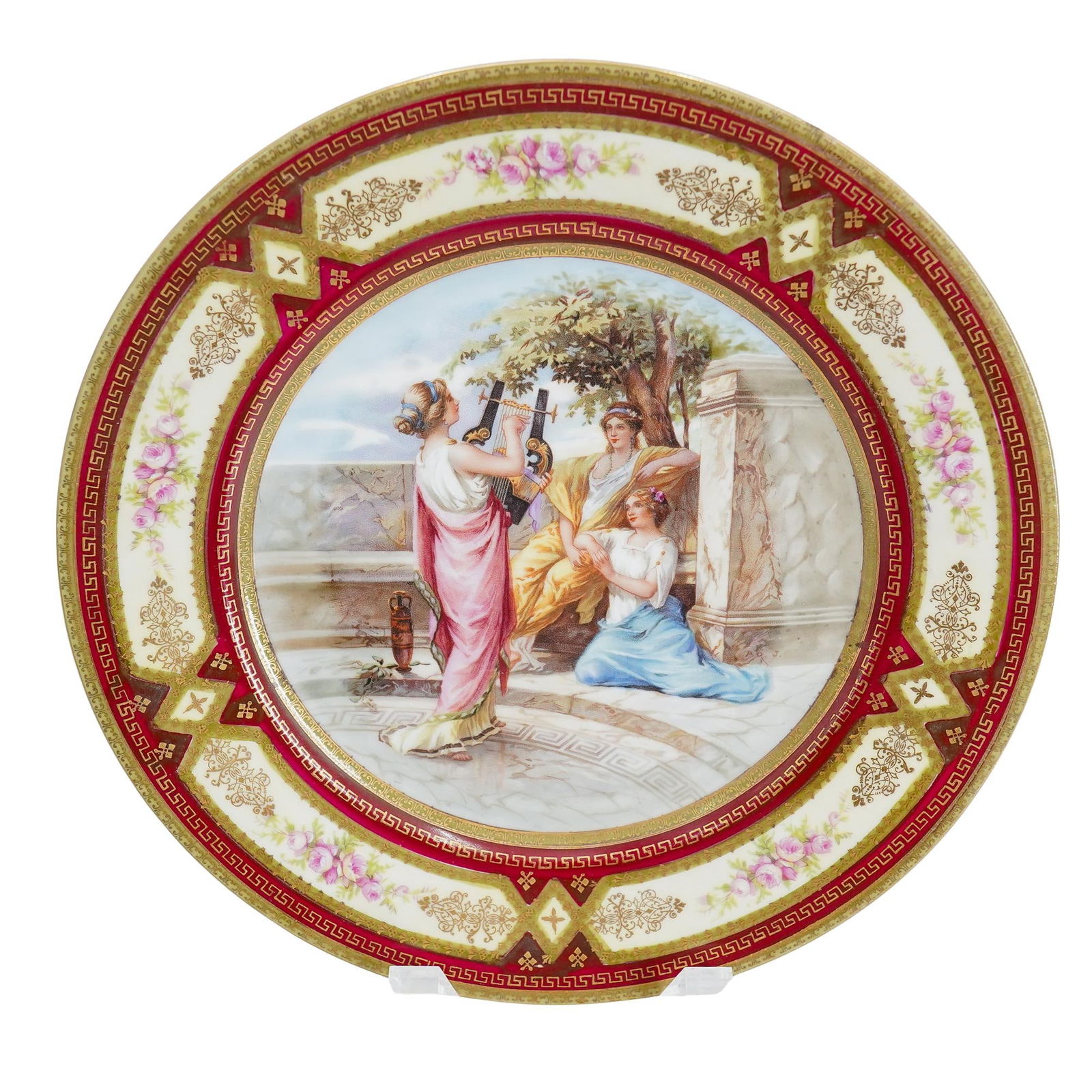 Antique Hand Painted Portrait Porcelain Cabinet Plate (1 of 5)