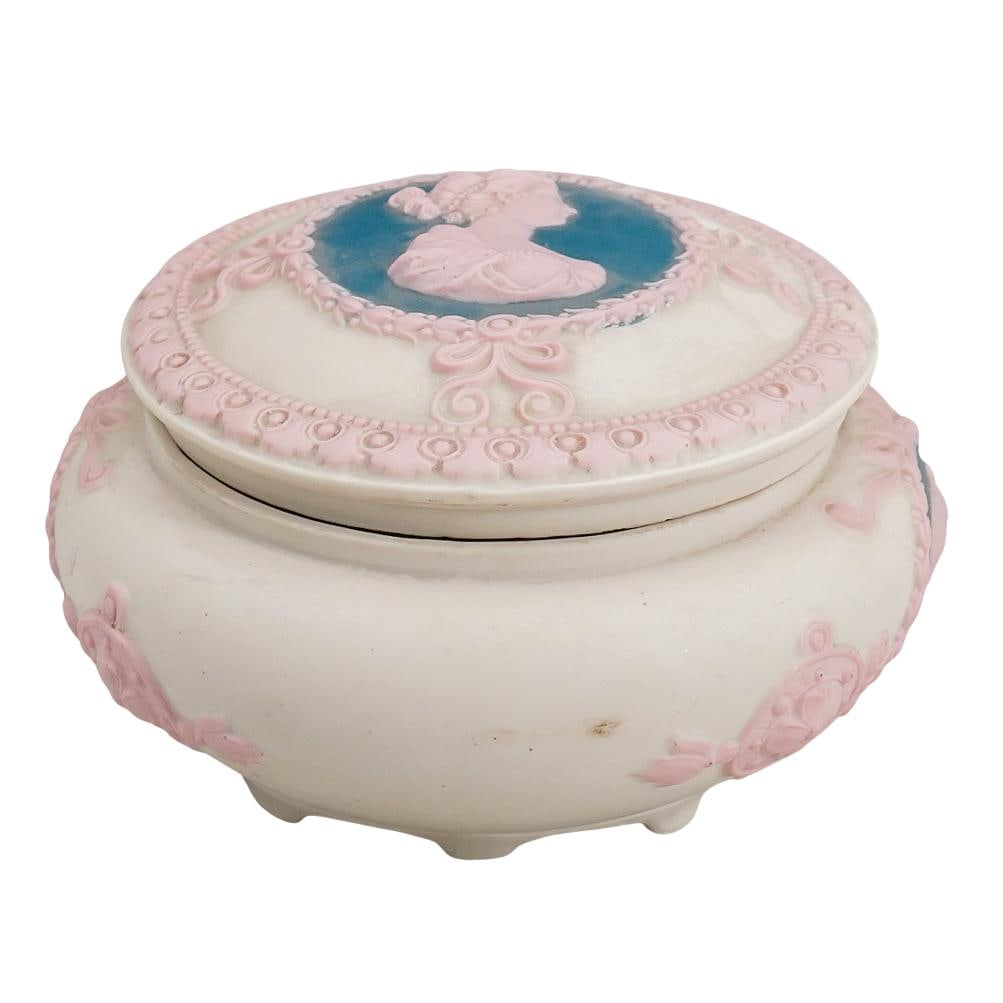 Antique Schafer & Vater Jasperware Cameo Round Box (1 of 5)