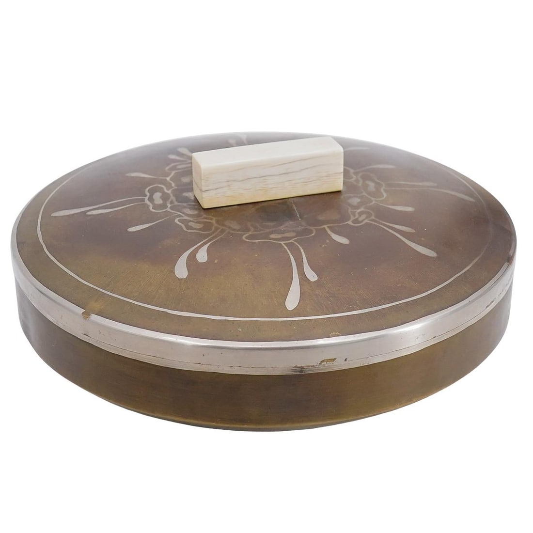 Art Deco French Inlaid Metal Covered Dish W/ Bakelite Handle (1 of 5)