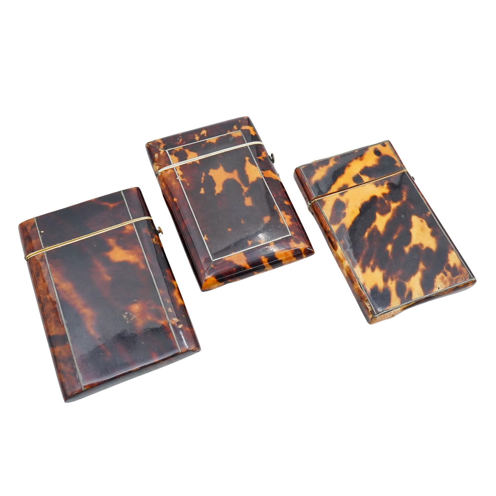 (3 Pc) Antique Tortoise Hued Card Cases (1 of 9)