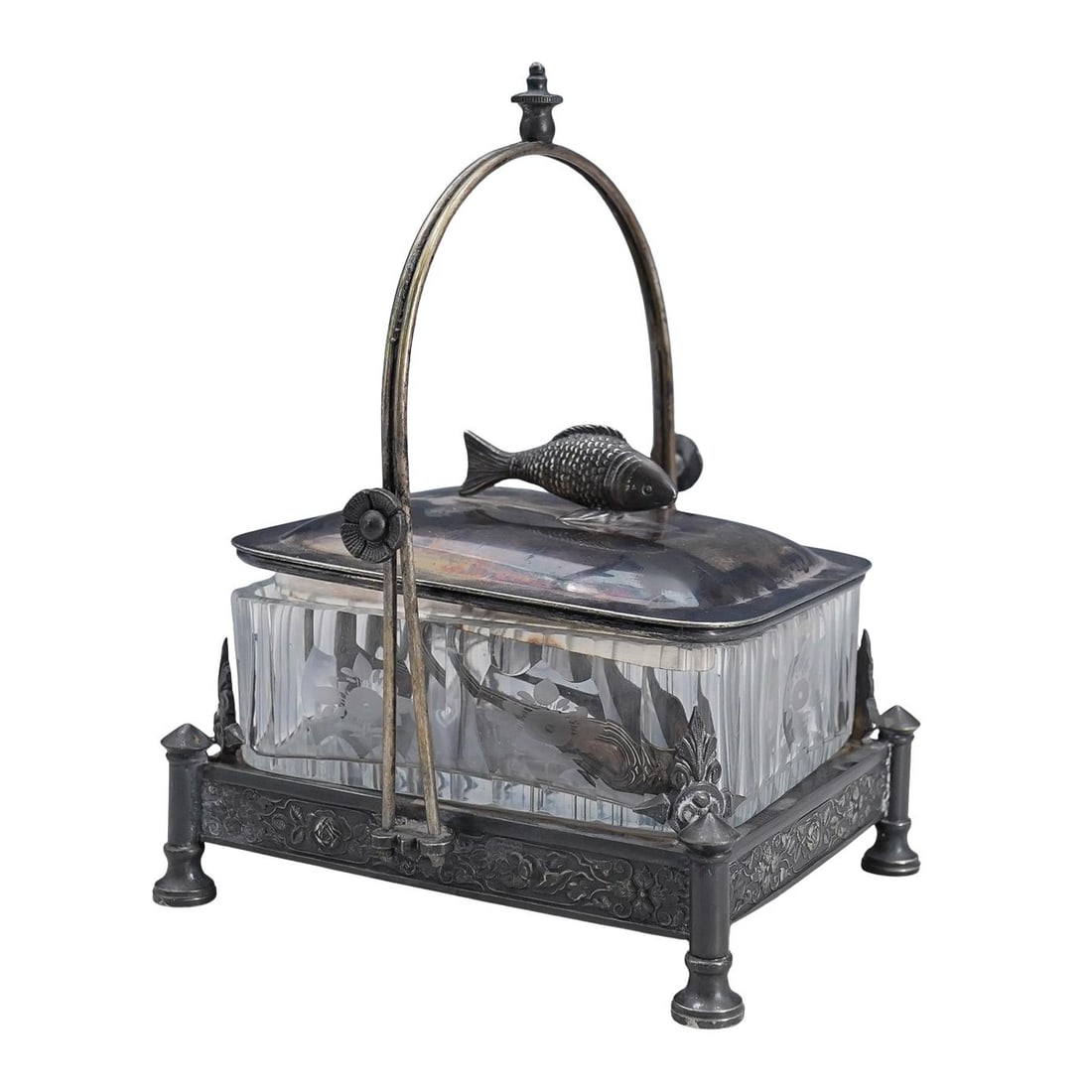 Simpson Hall & Miller Co. Silver Plate & Glass Sardine Server (1 of 9)