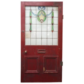 Architectural Salvage American Leaded Stained Glass Entry Door