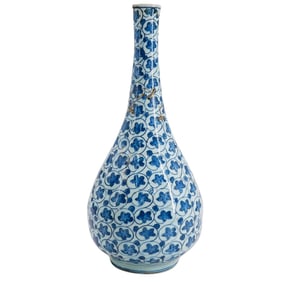 Antique Sino Korean Blue And White Porcelain Bottle Vase