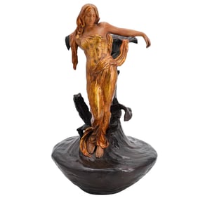 Art Nouveau Goldscheider Gilded Figural Terracotta Vase