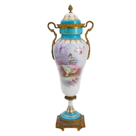 Antique French Sevres Porcelain Lidded Urn