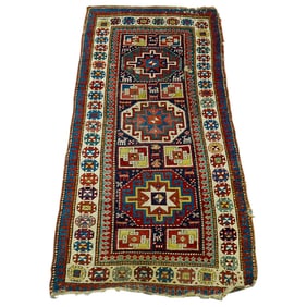Antique Azerbaijani Moghan Triple Octagonal Medallion Rug