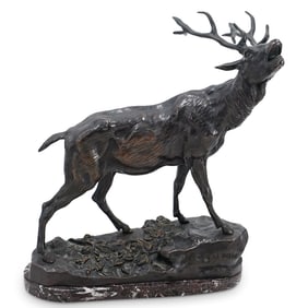 Charles Valton (French, 1851–1918) Bronze Deer Buck