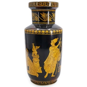 Maitland Smith Neoclassical Style Cylindrical Porcelain Vase