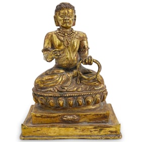 Antique Tibetan Gilt Bronze Dhahulipa Statue