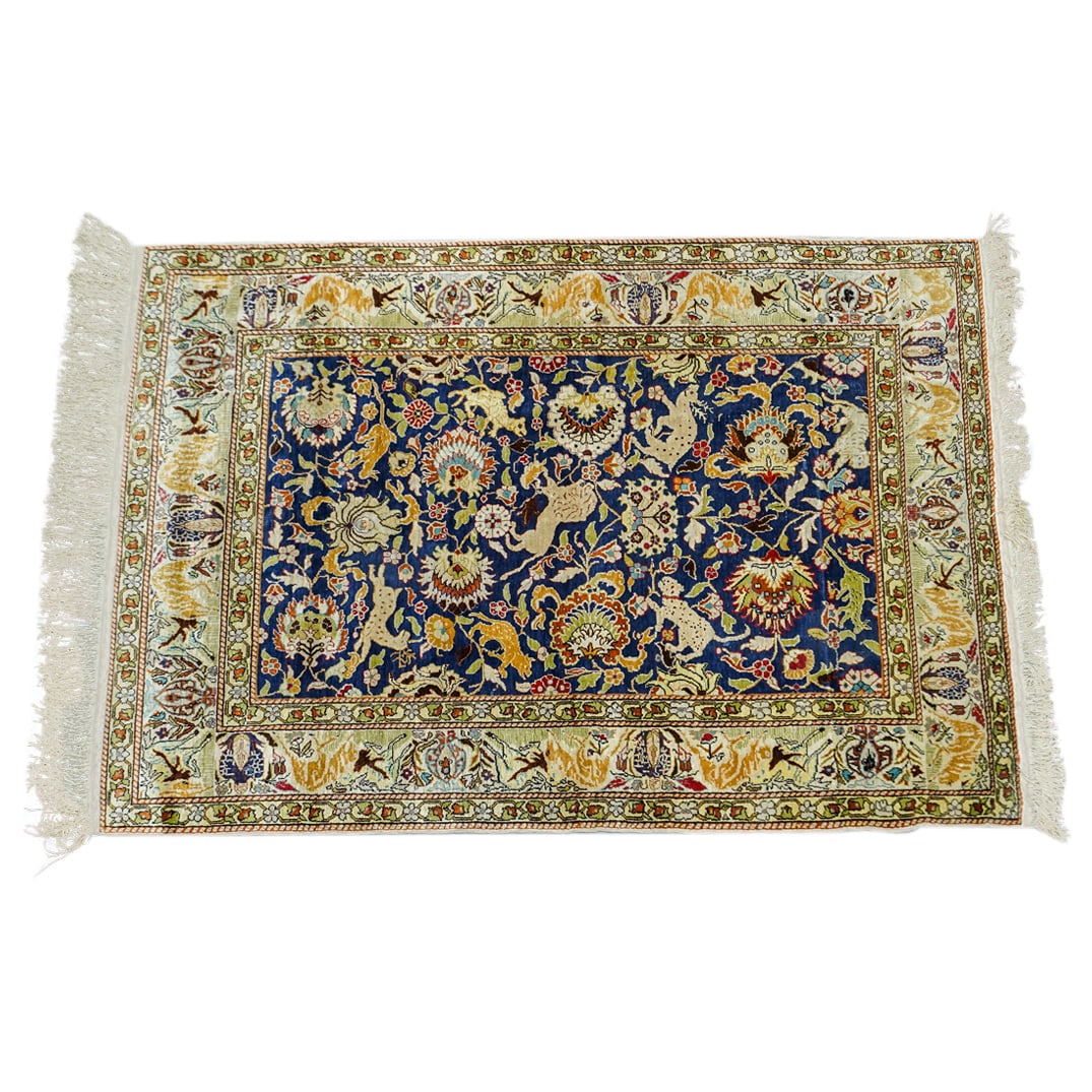 Vintage Persian Hand Knotted Silk Qum Rug (1 of 6)