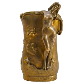 Charles Korschann (Czech, 1872-1943) Gilt Bronze Nude Vase