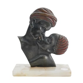 Antique European Orientalist Bronze On Onyx Base