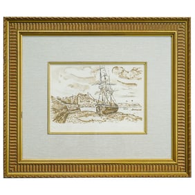 Paul Signac (French, 1863–1935) Beached Sailing Ship Lithograph