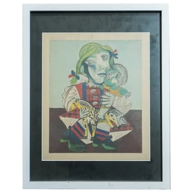 Pablo Picasso (Spanish, 1881-1973) "Maya With A Doll And A Horse" Book Plate