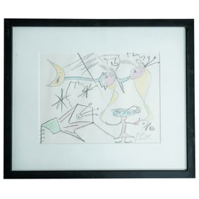 After Joan Miro Colored Pencil Drawing
