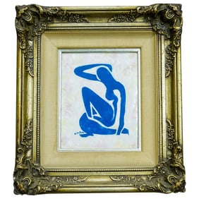 After Henri Matisse Enamel on Copper Blue Nude Painting
