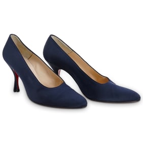 Vintage Christian Louboutin Black Satin Stiletto Shoes