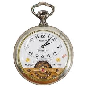 Hebdomas 8 Day Silver Plated Pocket Watch