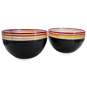 (2 Pc) Mid Century Italian "Febo" Murano Glass Lamp Shades