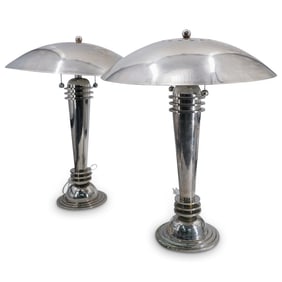 (2 Pc) Don Deskey Machine Age Somerset Lamps