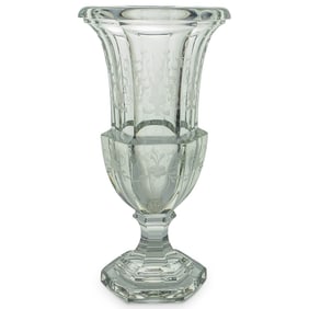 Tiffany & Co. “Biedermeier?? Urn Shaped Etched Crystal Vase
