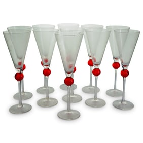 (11 Pc) Mid Century Modern Champagne Glasses