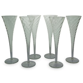 (6 Pc) Spiral Ribbed Champagne Stemware