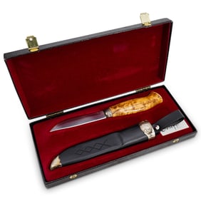 EIK Blefjell Viking Knife W/ Leather And Sterling Silver Sheath In Box