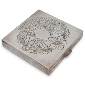 Art Deco Charles Thomae American Sterling Silver Compact Case