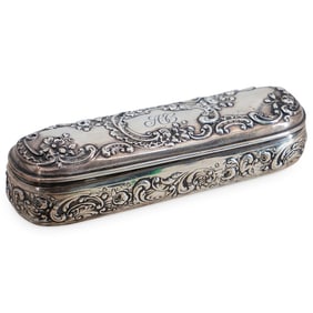 Antique Gorham Sterling Silver Repousse Oblong Hinged Box