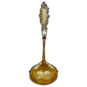 Antique Gorham Sterling Silver & Enamel Sauce Ladle