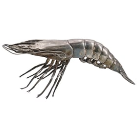 Large Silver Plated Model of a Shrimp