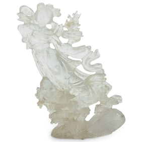 Antique Chinese Carved Rock Crystal Guan Yin