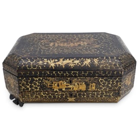 19th Century Chinese Export Lacquer Sewing Box