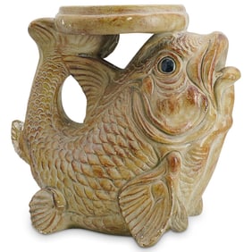 Old Florida Chalkware Koi Fish Garden Stool