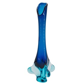 Vintage Murano Glass Blue Abstract Vase