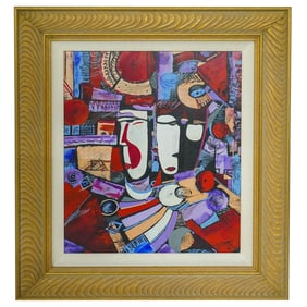 Signed Modernist Oil On Canvas Painting