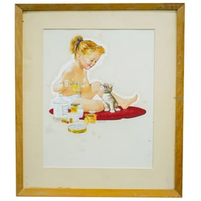 Fritz Willis (American, 1907-1979) Gouache On Panel Painting