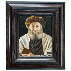 Eichinger (Austrian, 1922) Rabbi Portrait Oil on Board
