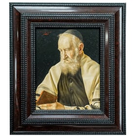 Eichinger (Austrian 20th Cent.) Rabbi Portrait Oil on Board