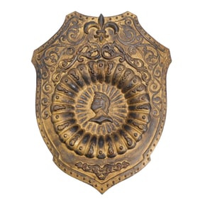 Antique French Iron Shield Hearth Decor